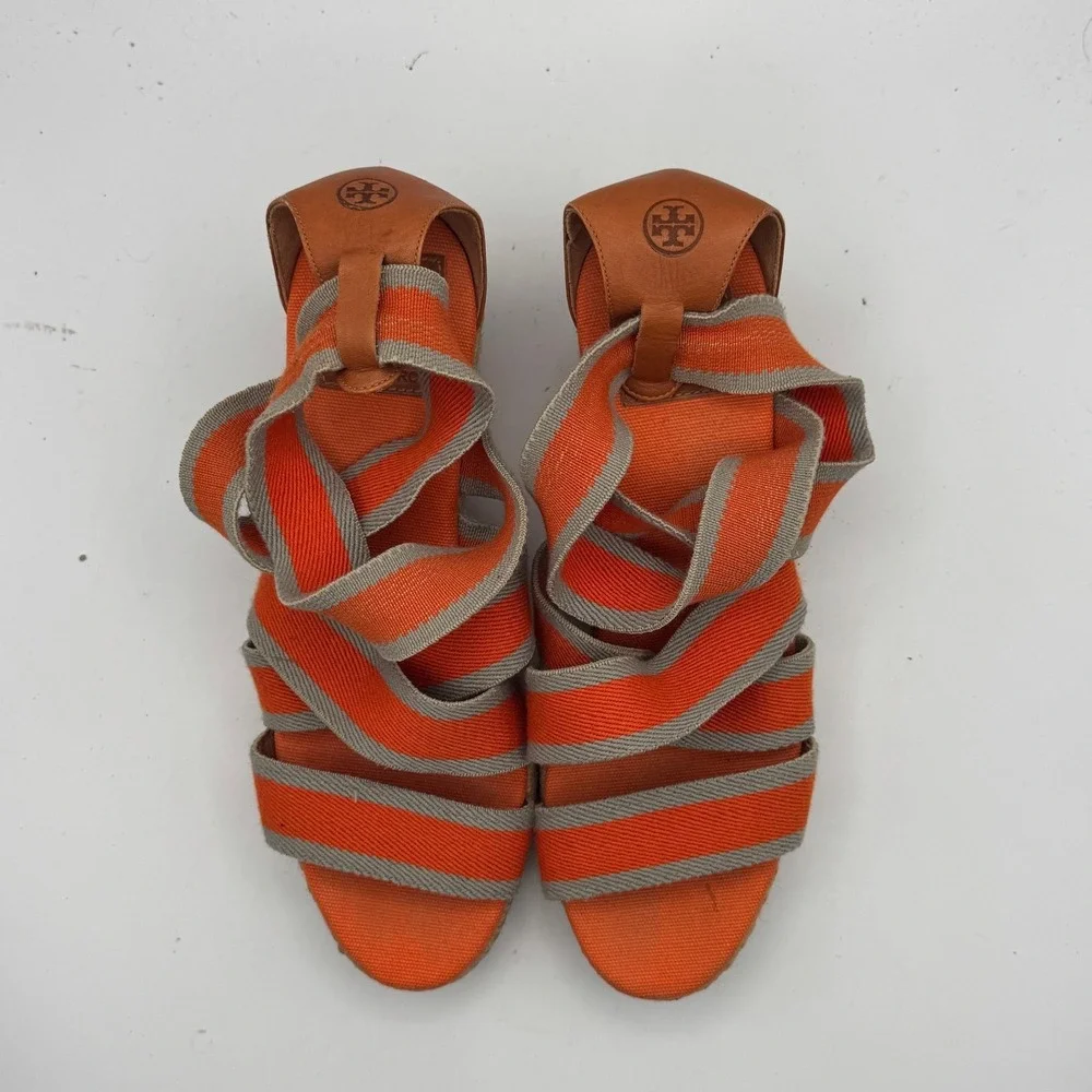 Tory Burch Shoes Womens Size 9B Espadrille Wedge Sandals Strappy Summer Dressy‎